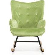 Aemely® Schommelstoel 'Steerne' - Dino Groen Velvet, Blank Hout