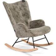 Aemely® Schommelstoel 'Mama' - Olijf Groen Imitatiebont, Blank Hout