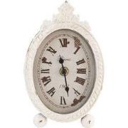 Clayre & Eef Tafelklok  11x18 cm  Wit Ijzer Glas Ovaal Tafelklokken Bi...