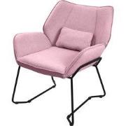 Woonkamer fauteuil loungestoel roze met rugkussen tot 120 kilogram Pol...