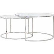 Light&living Salontafel S/2 Ø65x39+Ø75x44 cm DUARTE nikkel+glas