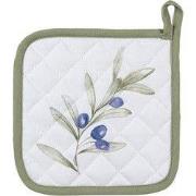 Clayre & Eef Pannenlap  20x20 cm Wit Katoen Olijven