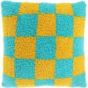 Unique Living - Sierkussen Check Yellow/ Blue -53x53cm