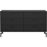 Dubbele ladekast met 6 lades matzwart met metalen onderstel B138,7 cm ...