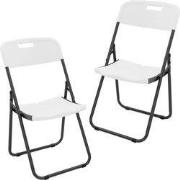 Set van 2 balkonstoelen opvouwbaar rotan look wit bistrostoel tuinstoe...