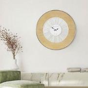 Grote wandklok Ø 85 cm wit/natuurlijk hout met Romeinse cijfers WOMO-d...