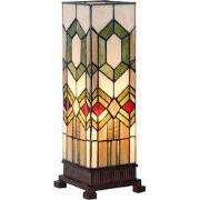 Lumilamp Tiffany Tafellamp 12x35 cm Groen Bruin Glas
