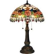 Lumilamp Tiffany Tafellamp Ø 41x67 cm Rood Groen Glas Roos