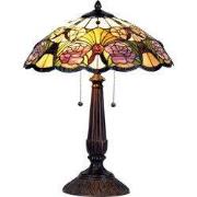 Lumilamp Tiffany Tafellamp Ø 44x57 cm Geel Groen Glas Bloemen