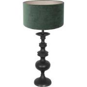 Anne Lighting - tafellamp - Lyons - zwart - hout velours stof - Ø 40cm...