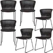 WOOOD Wings Tuinstoelen - Polyester - Zwart - Set van 6