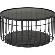 Housecraft Living Lance Salontafel Rond Glas/ Metaal 60x60 cm Zwart