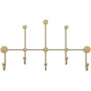 Kapstok voor aan de muur met 8 haken in goudkleurig metaal H45 cm  IYO...