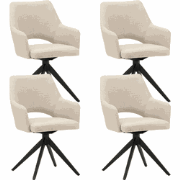 Set van 4 Draaibare Eetkamerstoelen Sid Beige Stof - Met Armleuningen