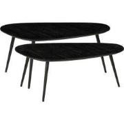 Mica Decorations Bijzettafel Jailey - 84x39x39 cm - Hout - Zwart - Set...