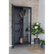 Vitrinekast Metaal Zwart - 35x80x175cm - Kast Brisbane