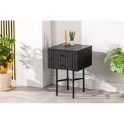 Nachtkastje Zwart Acaciahout - 2 Lades - 40x40x60cm - Harper