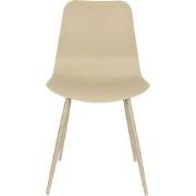 Eetkamerstoel Beige - Staal - Zitdiepte 44cm - 49x45x80cm - Leon - Set...