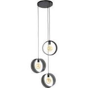Hanglamp Zwart Metaal - 50x50x180cm - 3-Lichts Getrapt