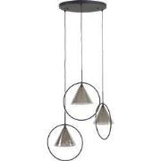 Hanglamp Grijs Glas - 45x45x180cm - 3-Lichts Getrapt