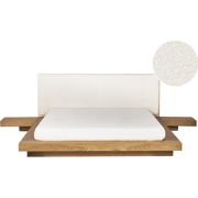 ZEN - Tweepersoonsbed - Lichthout - 160 x 200 cm - Bouclé