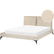 MELLE  - Tweepersoonsbed - Lichtbeige - 160 x 200 cm - Bouclé
