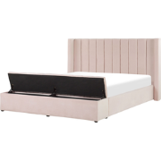NOYERS  - Bed met opbergruimte - Pastelroze - 160 x 200 cm - Fluweel