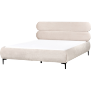 LESSAY - Tweepersoonsbed - Lichtbeige - 180 x 200 cm - Fluweel