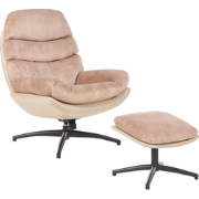 EIDE - Fauteuil met hocker - Zandbeige - Fluweel