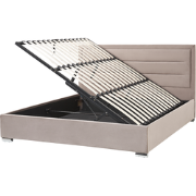 ROUEN - Bed met opbergruimte - Taupe - 180 x 200 cm - Fluweel