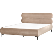 LESSAY - Tweepersoonsbed - Taupe - 180 x 200 cm - Fluweel