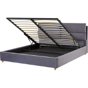 BATILLY  - Bed met opbergruimte - Grijs - 160 x 200 cm - Fluweel