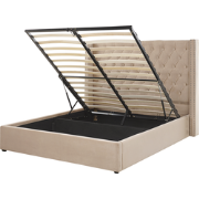 LUBBON  - Bed met opbergruimte - Beige - 160 x 200 cm - Fluweel