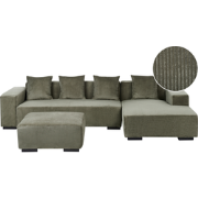 LUNGO - Hoekbank met ottomaan - Groen - Linkerzijde - Corduroy