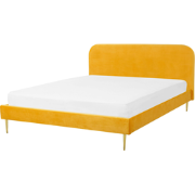 FLAYAT  - Tweepersoonsbed - Geel - 140 x 200 cm - Fluweel