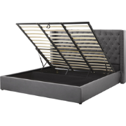 LUBBON  - Bed met opbergruimte - Grijs - 180 x 200 cm - Fluweel
