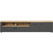 Tv-meubel 2 deuren, 2 vakken en 1 neerklapbaar paneel L210 cm - Esteba...