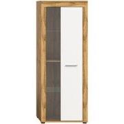 1-deurs vitrinekast in wit en eiken wotan H159 cm - AOSTA