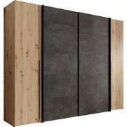 Meubella - Kledingkast Nassau - Eiken - Grijs - 270 cm