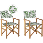 CINE  - Tuinstoel set van 2 - Lichthout/Grijs/Blad - Polyester