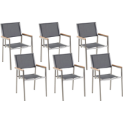 GROSSETO  - Tuinstoel set van 6 - Grijs - Polyester
