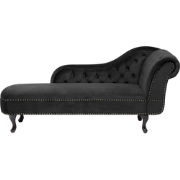 NIMES - Chaise longue - Zwart - Rechterzijde - Fluweel