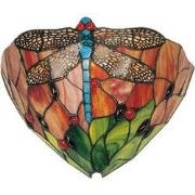 Lumilamp Wandlamp Tiffany Rood Groen Glas Libelle