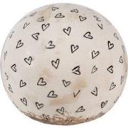 Clayre & Eef Decoratie Bal Beige Zwart Keramiek Hartjes