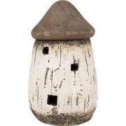 Clayre & Eef Decoratie Beeld Huis Wit Bruin Hout