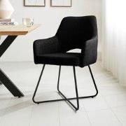 Eetkamerstoel Zwart Stof Suzy - Met Armleuning