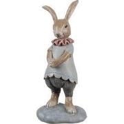 Clayre & Eef Decoratie Beeld Konijn Beige Blauw Kunststof