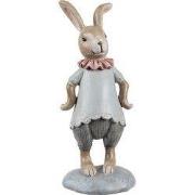 Clayre & Eef Decoratie Beeld Konijn Beige Blauw Kunststof