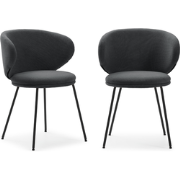 Set van 2 stoelen in stof met zwarte metalen poten L60 cm - RUSH