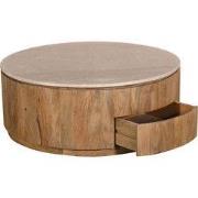 Salontafel Marmer Naturel - 90x90x35cm - Met Lades - Elan